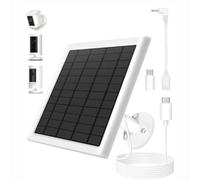 Durashmall Panneau solaire 8 W pour caméra Ring avec adaptateur USB C et câble de 3 m étanche IP65 pour systèmes de sécurité à piles Up Cam Pro Spotlight Cam (blanc)