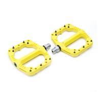 Durashmall Pédales de VTT en nylon léger avec roulement scellé DU et broche Cr-Mo pour la plupart des vélos, pédales antidérapantes à plateforme gauche et droite, accessoire de cyclisme (jaune)
