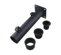 Durashmall Pied de parasol en acier inoxydable avec manchons réglables en PVC - 32 mm, 38 mm, 48 mm, pour jardin, terrasse, stabilité sur ciment, granit, fer ou bois - Noir