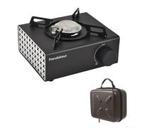 Durashmall Réchaud de camping portable 2000 W haute puissance brûleur à gaz avec interface d'aspiration pour extérieur, randonnée, barbecue, cuisson en métal, four pliable avec sac de rangement (blanc