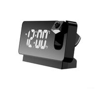 Durashmall Réveil numérique LED à projection miroir avec température et date, plusieurs réglages d'alarme, économie d'énergie, mode nuit pour bureau, cheminée, étagère, décoration d'intérieur, noir