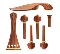 Durashmall Rosewood Lot de 7 pièces de rechange pour violon 3/4 et 4/4 avec cordier, mentonnière, chevilles d'accordage, pièces de violon