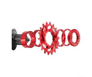 Durashmall Roue libre de vélo à vitesse unique 16T 18T en alliage d'aluminium CNC pour VTT pignon fixe avec entretoise et anneau de verrouillage Noir (Rouge-16T)