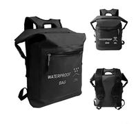 Durashmall Sac à dos étanche 25 l avec revêtement en PVC pour randonnée, kayak, natation, surf avec poche avant - Noir
