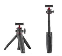 Durashmall Trépied de bureau pliable pour DJI Action 6 5 Pro avec rotule magnétique et pieds en caoutchouc antidérapants Hauteur réglable Alliage d'aluminium ABS Noir