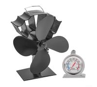 Durashmall Ventilateur de poêle alimenté par la chaleur pour cheminée à bois 4 en aluminium anodisé respectueux de l'environnement, pas d'électricité nécessaire, circulation de l'air efficace, réduit