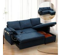 DURASPACE Canapé-lit d'angle 2 en 1 Convertible avec Rangement, Canapé Sectionnel en Forme de L pour Les Petits Espaces, Salon, Chambre, Appartement (Bleu)