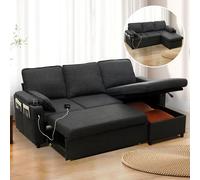 DURASPACE Canapé-lit d'angle 2 en 1 Convertible avec Rangement, Canapé Sectionnel en Forme de L pour Les Petits Espaces, Salon, Chambre, Appartement (Gris)