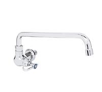 DuraSteel Robinetterie pour évier de cuisine, support mural, cuisine commerciale, sans plomb, avec bec orientable de 35,6 cm, corps et poignée, structure en laiton et chrome poli