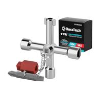 DURATECH Clé Utilitaire Multifonction 4 en 1 avec Panneton - Universelle pour Radiateurs Gaz Électrique, Boîtes de Compteur, Robinet, Serrure
