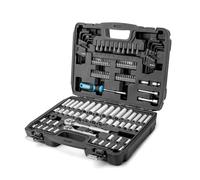 DURATECH Coffret de Douilles 121 Pièces, Clés à Cliquet 1/4" et 3/8" | Douilles Cr-V Métriques et Impériales, Tournevis Magnétique 40 en 1, Clés Hexagonales, Bouton de Dégagement Rapide