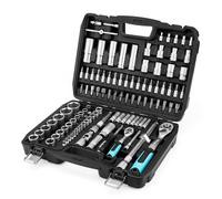 Coffret de Douilles Embouts et Clés à Cliquet 108 pièces, DURATECH, Cliquet Réversible 1/2 et 1/4, Rallonges, Embouts, Douilles, Acier au Chrome-vanadium, Coffret Inclus pour Réparation Voiture