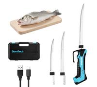DURATECH Couteau à Filet Électrique sans Fil, Couteau à Filet de Poisson Rechargeable avec 2 Lames(20cm/25cm), Poignée Antidérapante, Verrou de Sécurité, LED, Idéal pour Cuisine, Pêche, Professionnels