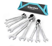 DURATECH Ensemble de clés mixtes réversibles à cliquet, 9 Pièces, 8-19 mm | Tête Fixe, Cliquet 72 Dents, Acier Cr-V, Pochette Enroulable
