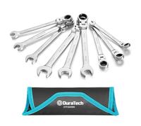 DURATECH Jeu de 9 Clés À Cliquet à Tête Flexible, Clés Mixtes, 72 Dents, Métriques 8-17 mm, Acier CR-V, avec Pochette de Rangement