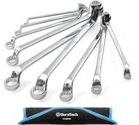 DURATECH Jeu de clés polygonales doubles coudées, 9 pièces, métriques, décalées à 75 degrés, 6-23 mm, acier au chrome-vanadium