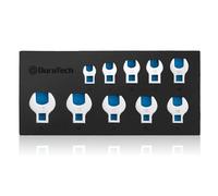 DURATECH Jeu de Clés à Patte d'Oie à Tête Pivotante 3/8", 10 Pièces Clé à Écrou Évasé, Jeu de Clés Crowfoot à Tuyauter 10-19 mm, Acier Cr-V, avec Organisateur d'Outils en Mousse EVA
