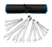 DURATECH Jeu de Clés Mixtes, 12 Pièces 6-22 mm | 12 Pans, Acier Cr-V, Finition Chromée Mate, Pochette Enroulable