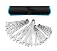 DURATECH Jeu de Clés Mixtes, 17 Pièces, Gamme complète 6-22 mm | 12 Pans, Acier Cr-V, Finition Chromée Mate, Pochette Enroulable