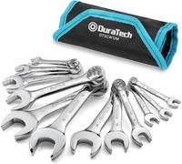DURATECH Jeu de Clés Mixtes Courtes, 12 Pièces, 8-19 mm | Format Court, Acier Cr-V, 12 Pans, Pochette de Transport