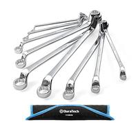 DURATECH Jeu de clés polygonales doubles coudées, 9 pièces, métriques, décalées à 75 degrés, 6-23 mm, acier au chrome-vanadium