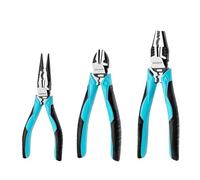 DURATECH Jeu de Pinces en Acier au Carbone 3 Pièces avec Poignée Souple, Pince à Bec Long 160 mm, Pince Coupante 160 mm, Pince Universelle 200 mm pour Réparation Domestique ou Utilisation du Travail