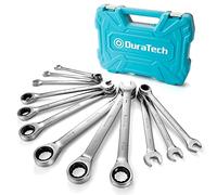DURATECH Lot de 12 Clés Plate à Cliquet 8-19 mm, Ensemble de Clés à Cliquet à tête Fixe et à Extrémité Ouverte, Métrique, Acier Cr-V, Organisé dans un Coffret de Rangement