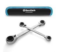 DURATECH Lot de 2 clés à cliquet réversibles 4-en-1, clés à doubles extrémités décalées, métriques, 8, 10, 12, 13 & 14, 15, 17, 19 mm