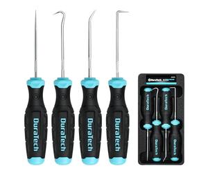 DURATECH Lot de 4 Crochets et Pics de Précision, Mini Ensemble d'outils de Médiators et de Crochets de Précision, Ensemble d'outils Mécaniques Professionnels Avec Plateau de Rangement