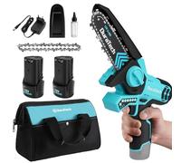 Tronconneuse a Batterie 5 Pouces, DURATECH, 12V Mini Scie Electrique Sans Fil avec 2 Batteries et 2 Chaines, Ideale pour la Coupe du Bois et l'Elagage de Jardin