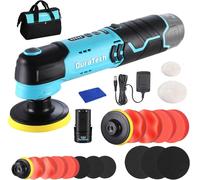 DURATECH Polisseuse sans fil 12 V, mini polisseuse auto 3000 tr/min avec batterie 2,0 Ah, polisseuse sans fil 50 mm + tampons de polissage 80 mm avec accessoires et sac de rangement pour voiture, meub