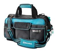 DURATECH Sac à Outils 43CM avec Ouverture Large, Grand Sacoche à Outils en Tissu Oxford 840D avec 32 Poches, Fond Moulée Etanche, Bandoulière Réglable, et Conception à Clip