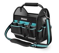 DURATECH Sac à Outils Ouvert 30,5x22x30 cm, Sac à Outils Professionnel 900D Haute Résistance, Sac pour Électricien avec Poignée Tubulaire en Acier Rotative et Bandoulière Réglable, Multiples Poches