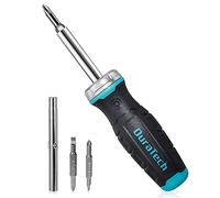 DURATECH Tournevis à Cliquet 6 en 1, Tournevis à Embout avec Fonction Cliquet pour un Vissage et un Dévissage Rapides sans Prise, 1/4" et 5/16" Hexagonal, 2 Embouts Plats/Philips