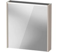 Duravit Armoire de Toilette D-Code, Prise Type E (FR, BE), 1 Porte avec butée à Droite, Champ Lumineux LED en Haut, 651x700mm, 5 W, DC7105R91911000, Couleur: Taupe Mat