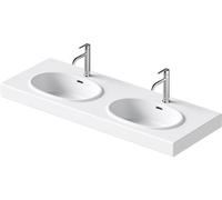 Duravit Balcoon double lavabo, 2 trous pour robinets, avec trop-plein, largeur 1300mm, 241213AC00, Couleur: Soie matte blanche