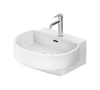 Lavabo de balcon Duravit 241155AC00 55 x 48 cm, finition satinée blanc , avec trou pour robinetterie, trop-plein, plage pour trou pour robinetterie