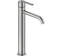 Duravit Balcoon mitigeur lavabo XL BA1043002070 FreshStart et MinusFlow, saillie 153 mm, sans tige de traction garniture de vidange , acier inoxydable brossé
