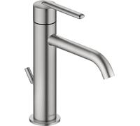Duravit Balcoon - Robinet de lavabo - Taille M (hauteur du bec 138 mm) - Robinet de lavabo économe en énergie - Robinet de salle de bain (MinusFlow) - Avec bonde à tirette - Acier inoxydable brossé