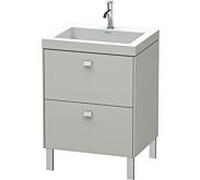 Duravit Brioso c-bonded bassin avec sous - structure BR4700N0707 60x48cm, Betongrau Matt , sans trou de coulée