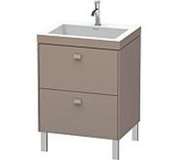 Duravit Brioso c-bonded bassin avec sous - structure BR4700N4343, 60x48cm, Basalt Matt , sans trou de coulée