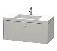 Duravit Brioso c-bonded lavabo avec sous-structure BR4602O0707, 100x48cm, Betongrau Matt , trou pour robinet 2000