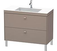 Duravit Brioso c-bonded lavabo avec sous-structure BR4702N4343, 100x48cm, Basalt Matt , sans trou pour robinetterie