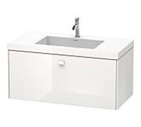 Duravit Brioso c-bonded vasque avec soubassement BR4602N1022, 100x48cm blanc brillant / chrome, sans robinet