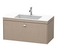 Duravit Brioso c-bonded vasque avec soubassement BR4602N1075, 100x48cm, Leinen / chrome, sans trou pour robinet