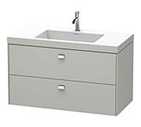 Duravit Brioso c-bonded vasque avec soubassement BR4607N1007, 100x48cm, gris béton / chrome, o trou pour robinetterie