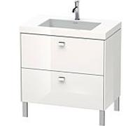 Duravit Brioso c-bonded vasque avec soubassement BR4701N2222 80x48cm, Weiß Hochglanz , sans trou pour robinetterie