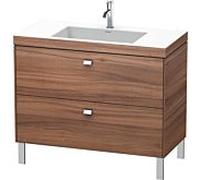 Duravit Brioso c-bonded vasque avec soubassement BR4702N1079 100x48, Nussbaum Natur / chrome, sans robinet