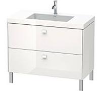 Duravit Brioso c-bonded vasque avec soubassement BR4702N2222, 100x48cm, blanc brillant, sans trou pour robinetterie