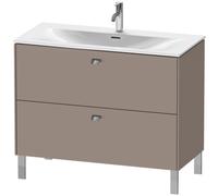 Duravit Brioso colonne de lavabo verticale 102,0 x 47,9 cm, 2 tiroirs, avec découpe pour siphon et tablier, pour lavabo Viu 234410, BR451301043, Couleur: Décor basalte mat, poignée chromée